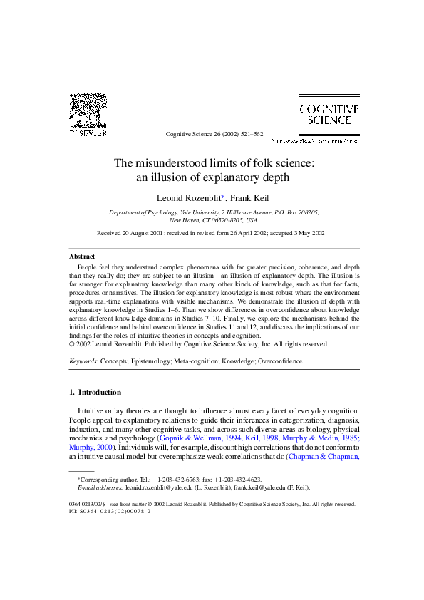 (PDF) The misunderstood limits of folk science: an illusion of ...