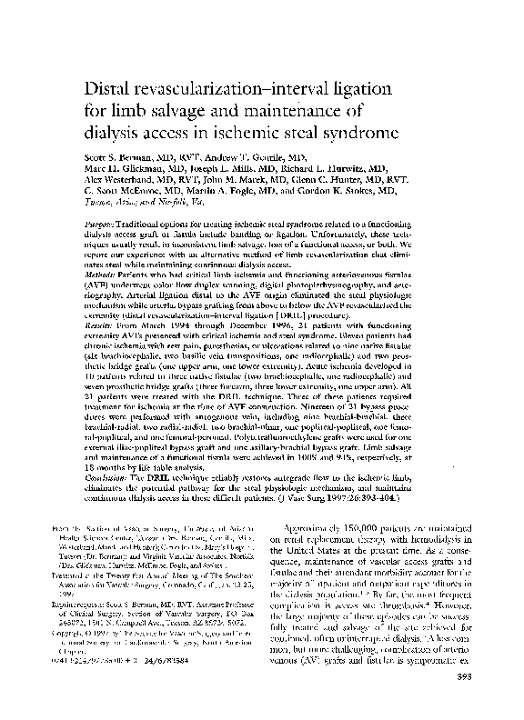 (PDF) Distal revascularization–interval ligation for limb salvage and ...