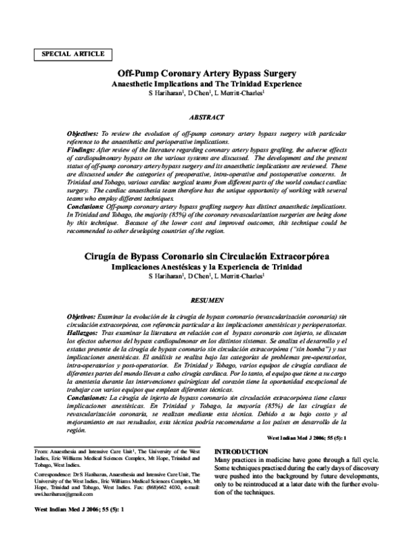 (PDF) Off-Pump Coronary Artery Bypass Surgery