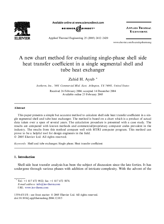 (PDF) A new chart method for evaluating single-phase shell side heat ...
