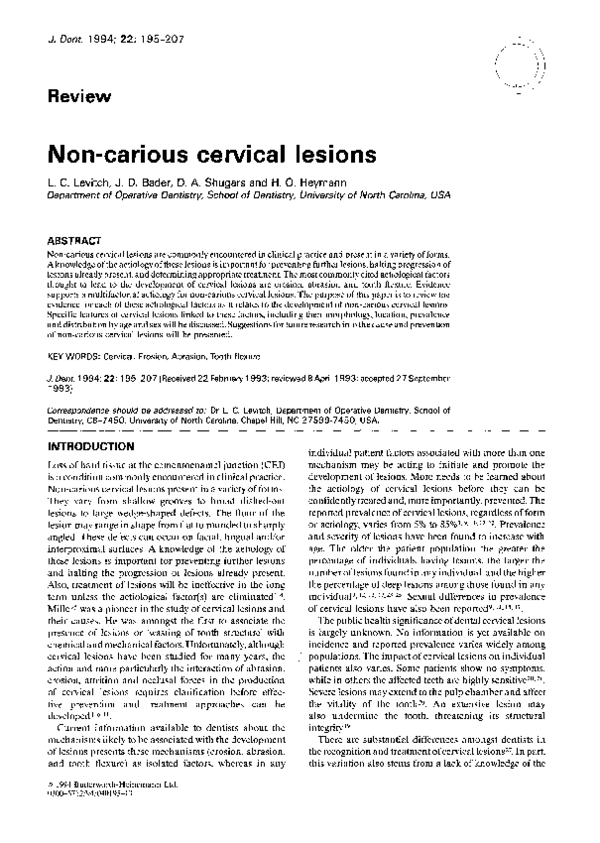 (PDF) Non-carious cervical lesions
