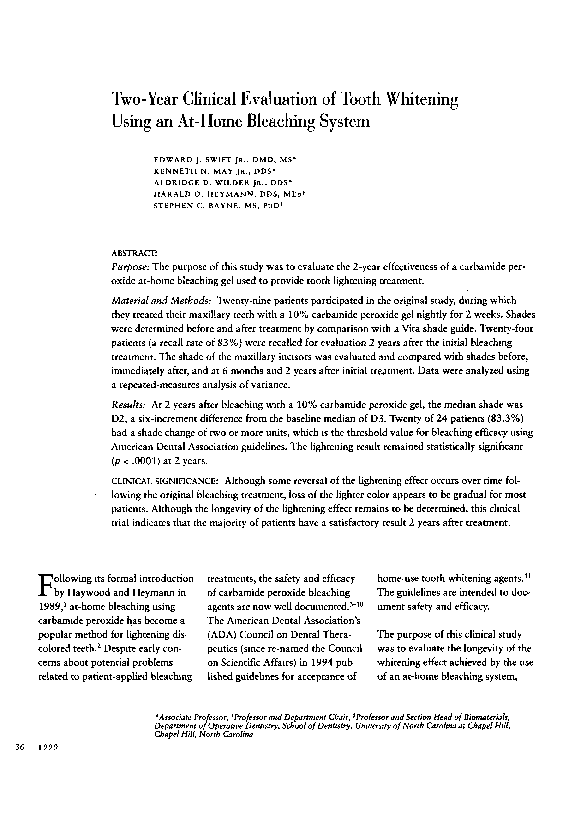 (PDF) TwoYear Clinical Evaluation of Tooth Whitening Using an AtHome