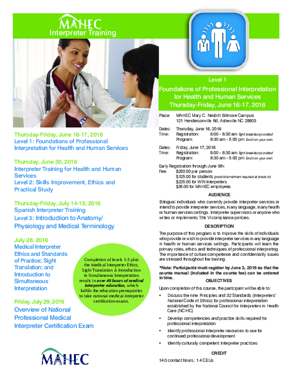 (PDF) 2016 MAHEC Interpreter Training