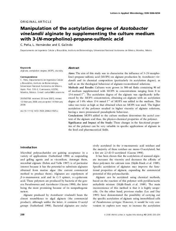 (PDF) Manipulation of the acetylation degree of Azotobacter vinelandii ...