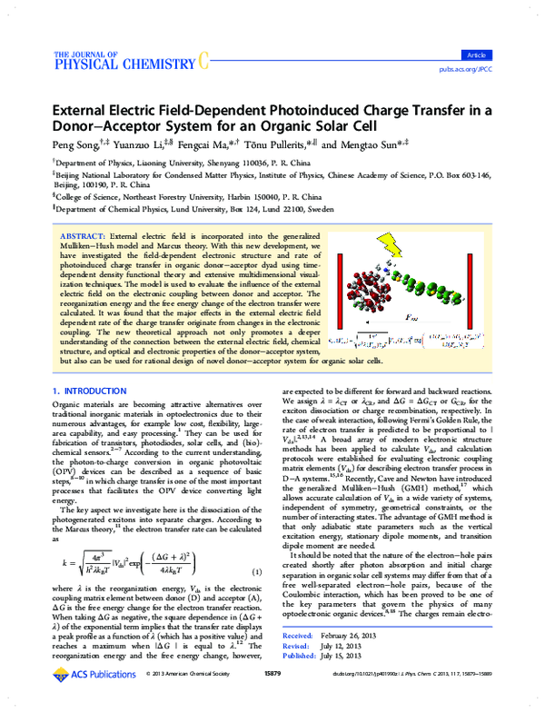 (PDF) External Electric Field-Dependent Photoinduced Charge Transfer in ...