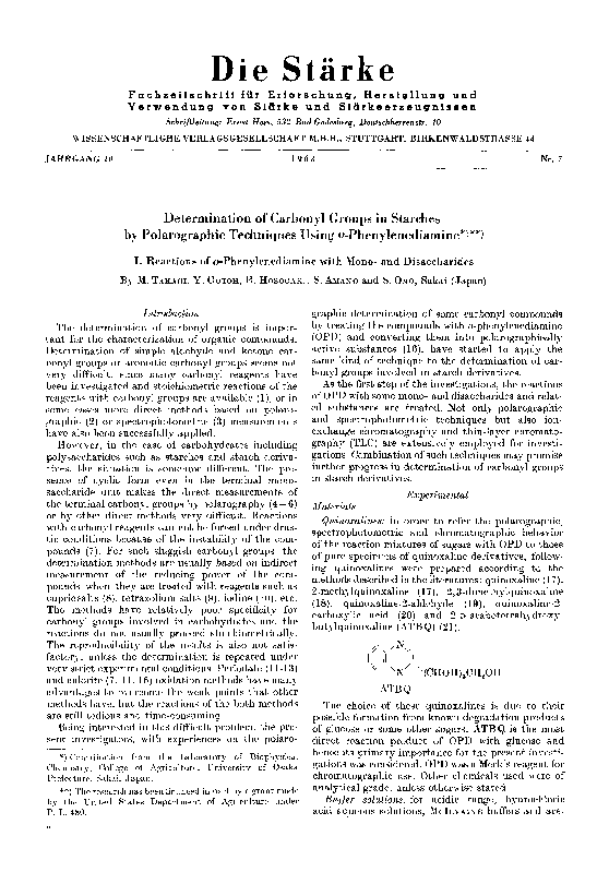(PDF) Determination of Carbonyl Groups in Starches by Polarographic ...