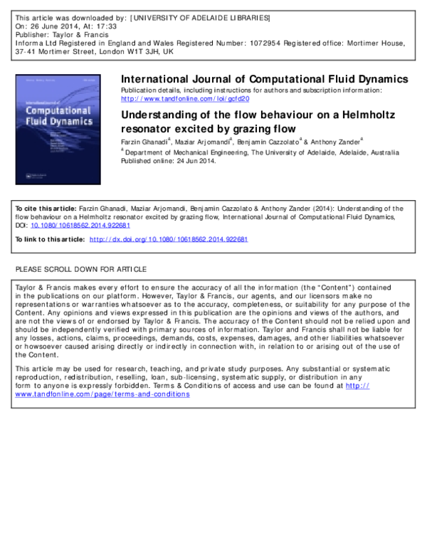 (PDF) Understanding of the flow behaviour on a Helmholtz resonator ...
