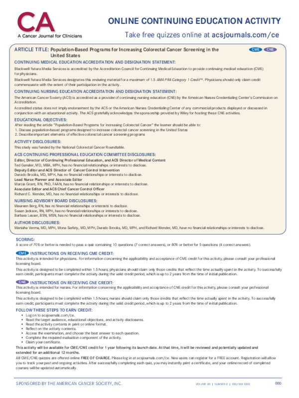(PDF) Population-based programs for increasing colorectal cancer ...