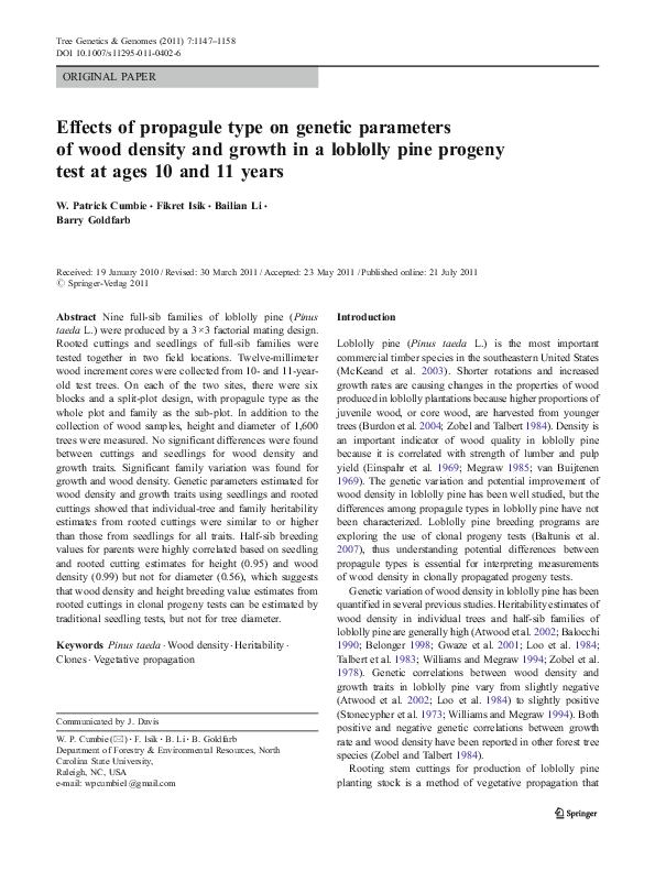 (PDF) Growth and performance of loblolly pine planting stock