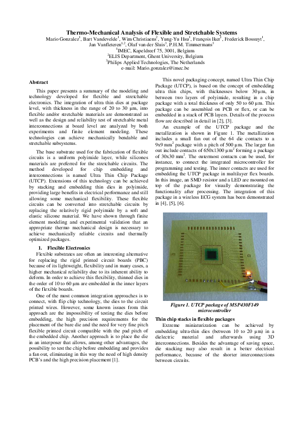 (PDF) Thermo-mechanical Analysis of Flexible and Stretchable Systems