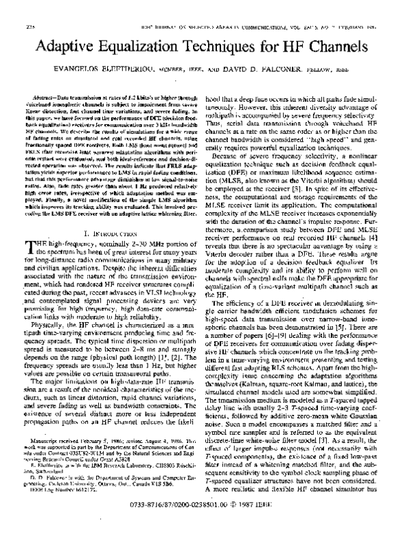 (PDF) Adaptive Equalization Techniques for HF Channels