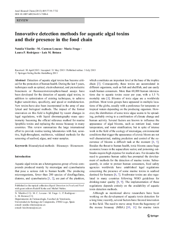 (PDF) Innovative detection methods for aquatic algal toxins and their ...