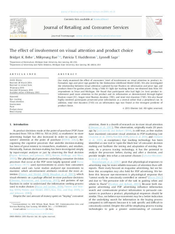 (PDF) The effect of involvement on visual attention and product choice
