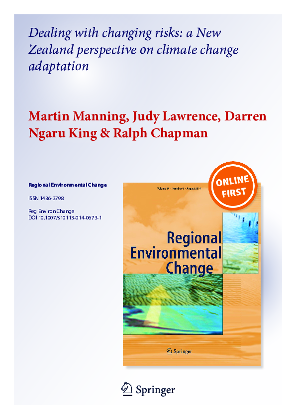(PDF) Dealing with changing risks: a New Zealand perspective on climate ...