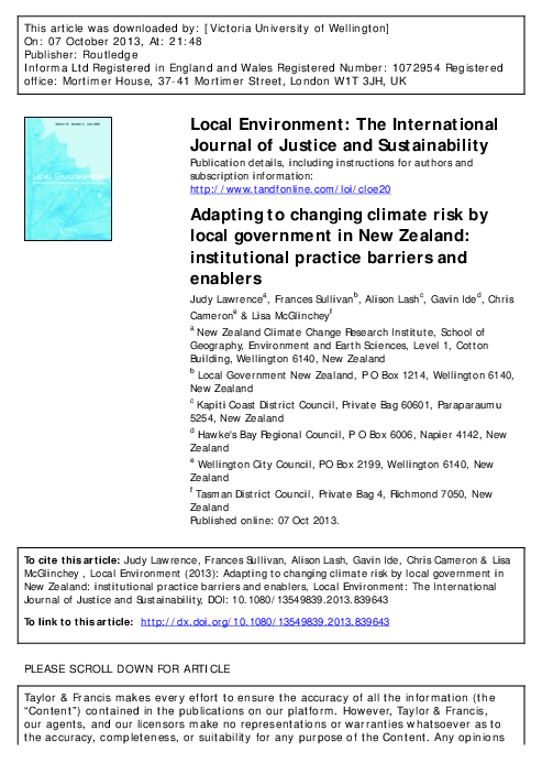 (PDF) Lawrence et al Local Environment paper 2013