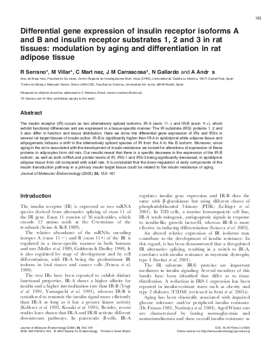 (PDF) Differential gene expression of insulin receptor isoforms A and B ...