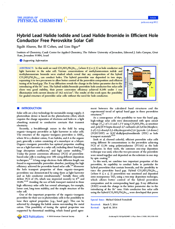 (PDF) Hybrid Lead Halide Iodide and Lead Halide Bromide in Efficient ...
