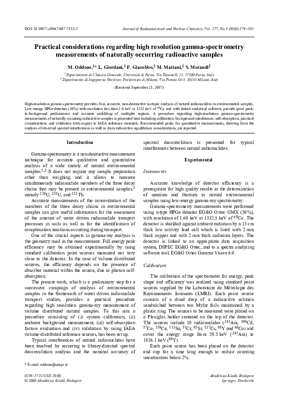 (PDF) Practical considerations regarding high resolution gamma