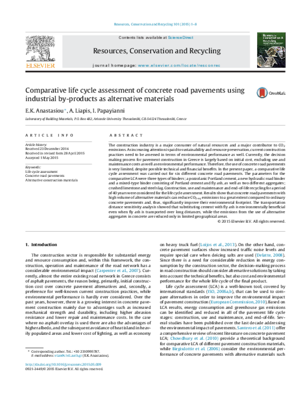 (PDF) Comparative life cycle assessment of concrete road pavements ...