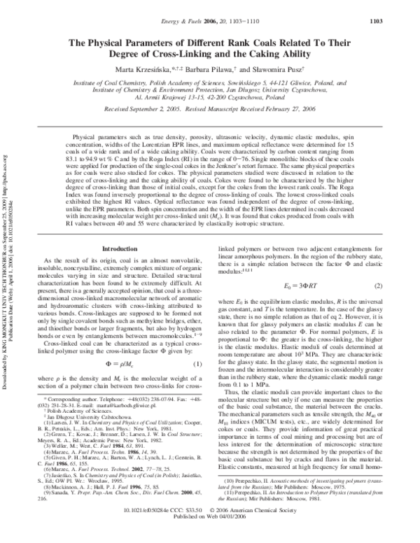(PDF) The Physical Parameters of Different Rank Coals Related To Their ...
