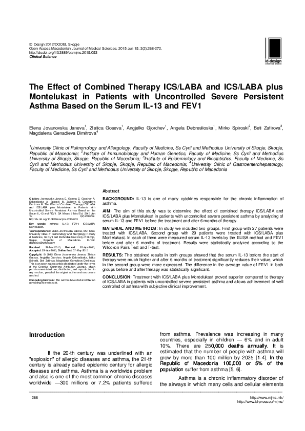 (PDF) The Effect of Combined Therapy ICS/LABA and ICS/LABA plus ...
