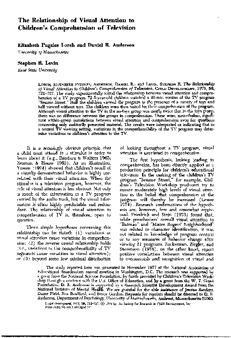 (PDF) The Relationship of Visual Attention to Children's Comprehension ...