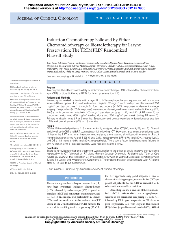 (PDF) Induction Chemotherapy Followed by Either Chemoradiotherapy or ...