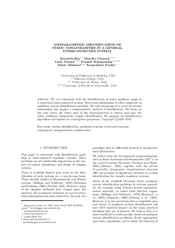 (PDF) Nonparametric identification of static nonlinearities in a ...