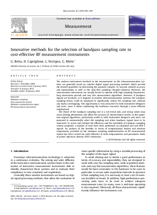 (PDF) Innovative methods for the selection of bandpass sampling rate in ...
