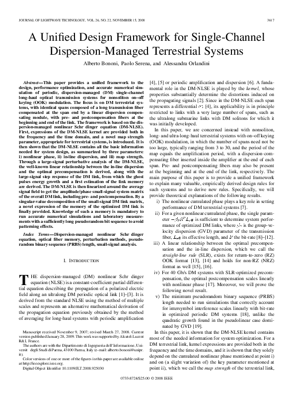 (PDF) A Unified Design Framework for Single-Channel Dispersion-Managed ...
