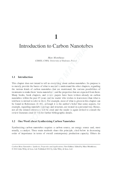 (PDF) Introduction to Carbon Nanotubes