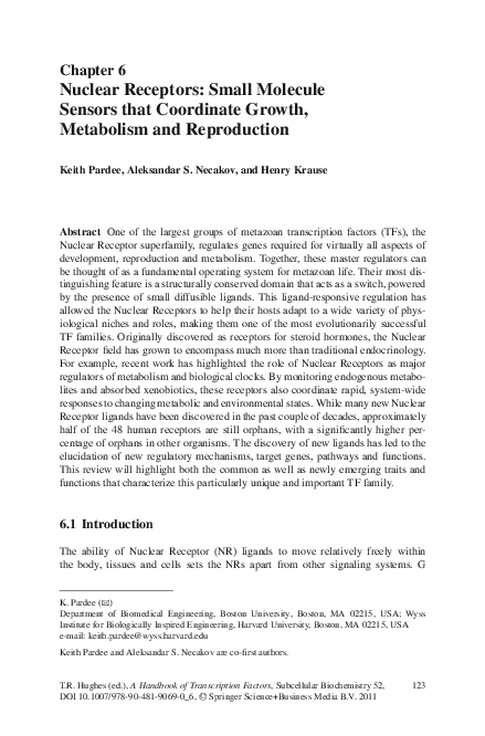 (PDF) Nuclear Receptors: Small Molecule Sensors that Coordinate Growth ...