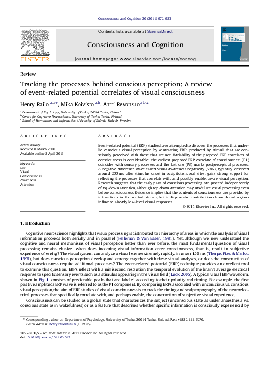 (PDF) Tracking the processes behind conscious perception: A review of ...