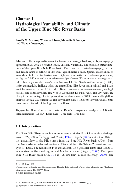 (PDF) Hydrological Variability and Climate of the Upper Blue Nile River ...