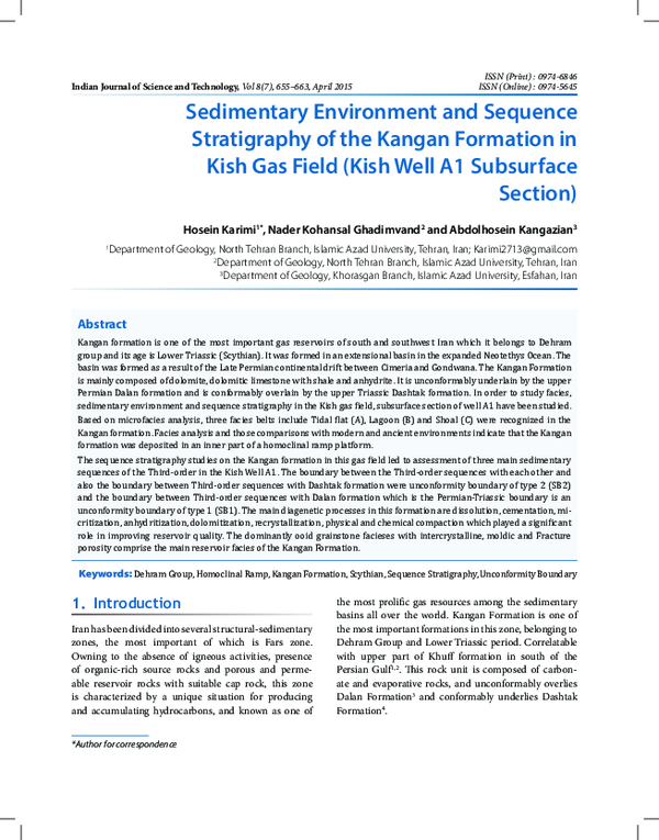(PDF) Sedimentary Environment and Sequence Stratigraphy of the Kangan ...