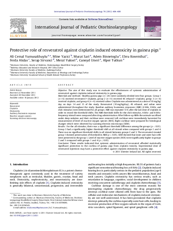 (PDF) Protective role of resveratrol against cisplatin induced ...