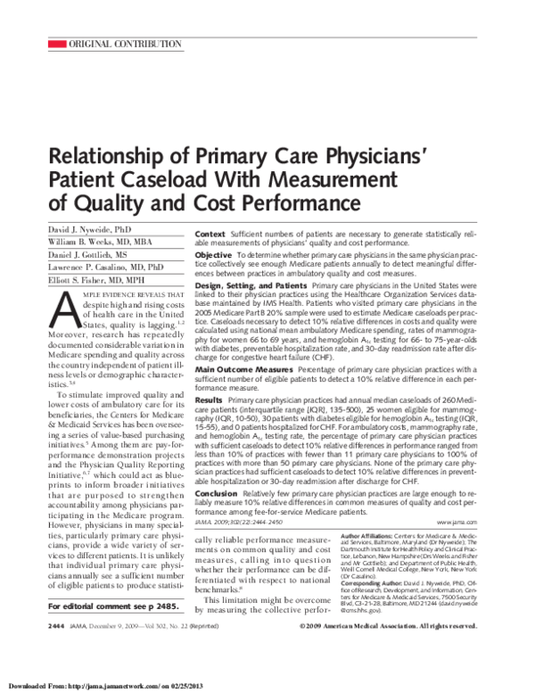 (PDF) Relationship of Primary Care Physicians' Patient Caseload With ...