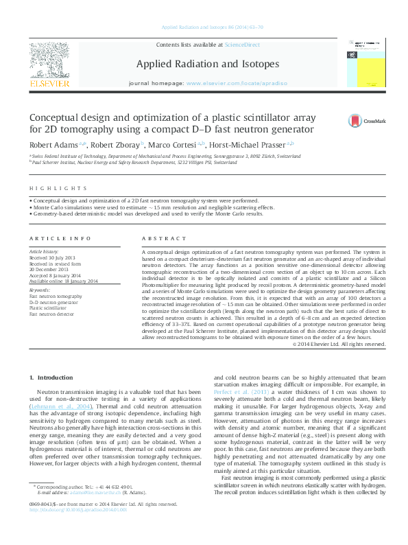 (PDF) Conceptual design and optimization of a plastic scintillator