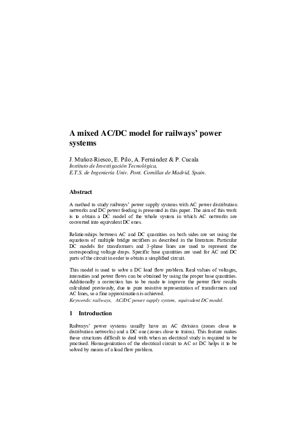 (PDF) A mixed AC/DC model for railway power systems