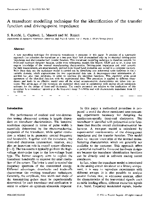 (PDF) A transducer modelling technique for the identification of the