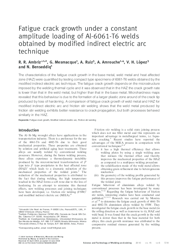 (PDF) Fatigue crack growth under a constant amplitude loading of Al ...