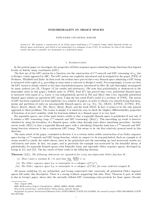 (PDF) Polyhedrality in Orlicz spaces