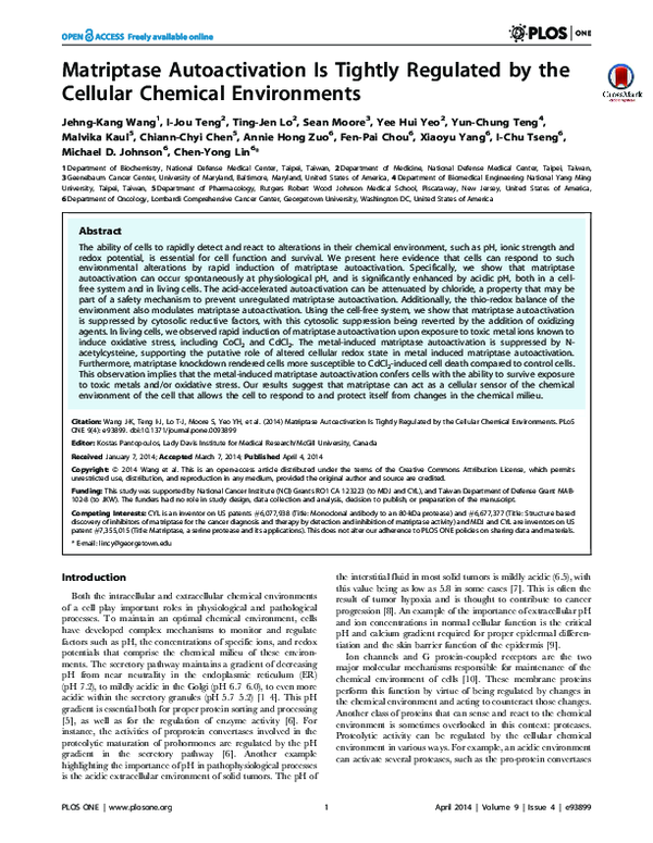 (PDF) Matriptase Autoactivation Is Tightly Regulated by the Cellular ...