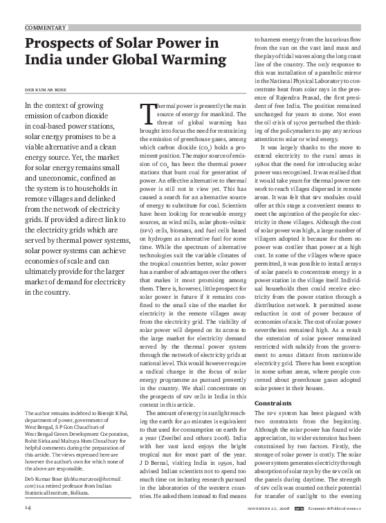 (PDF) Prospects of Solar Power in India under Global Warming