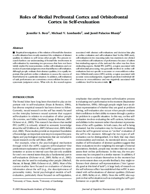 (PDF) Roles of Medial Prefrontal Cortex and Orbitofrontal Cortex in ...
