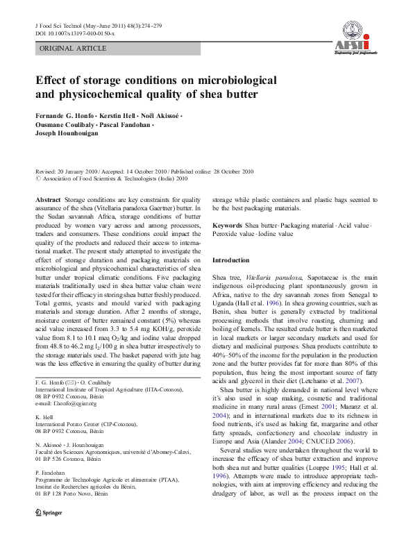 (PDF) Effect of storage conditions on microbiological and ...