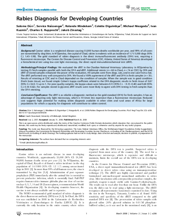 (PDF) Rabies Diagnosis for Developing Countries | Charles Rupprecht ...