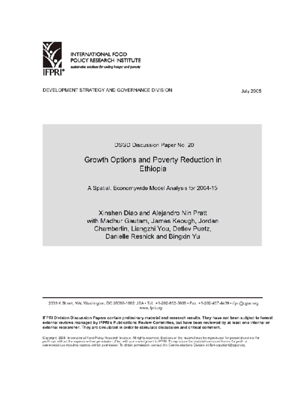 (PDF) Growth Options and Poverty Reduction in Ethiopia: a Spatial ...