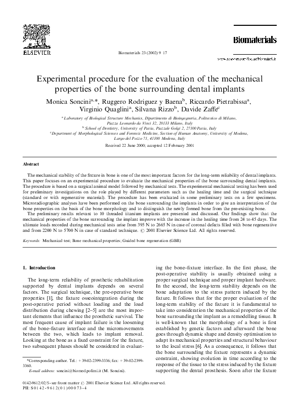 (PDF) Experimental procedure for the evaluation of the mechanical ...