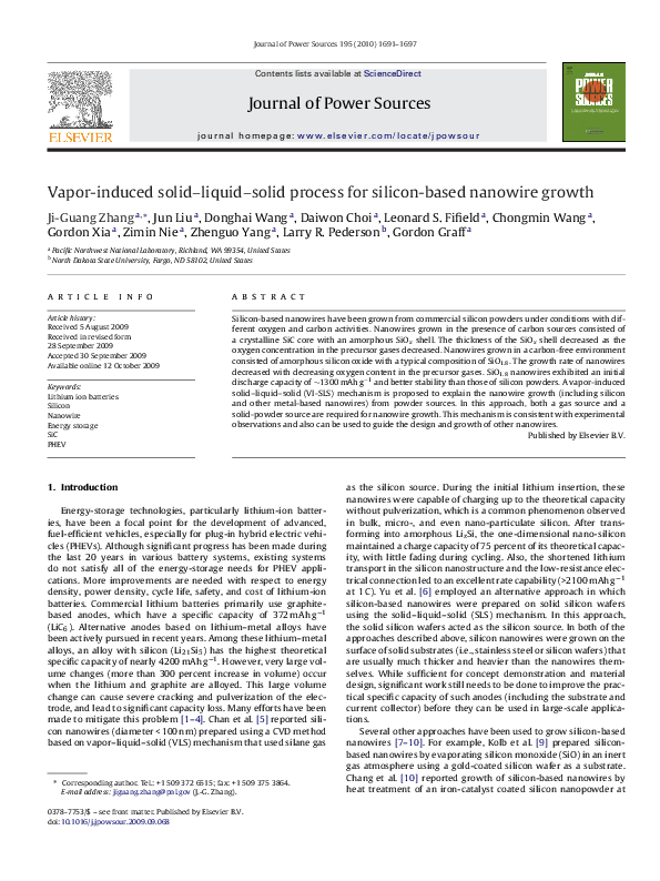 (PDF) Vapor-induced solid–liquid–solid process for silicon-based ...